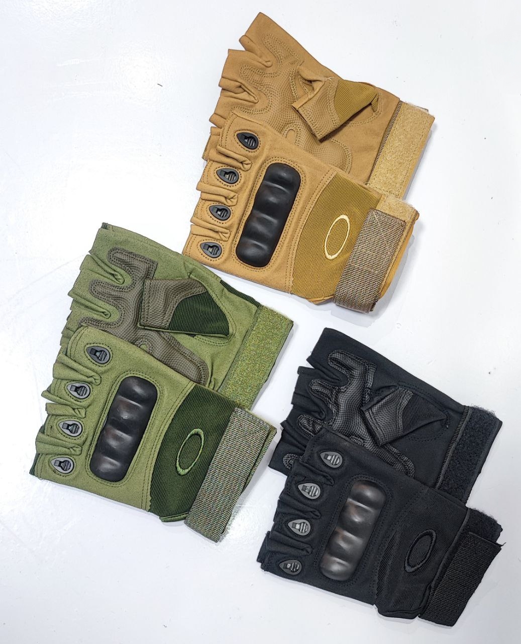 دستکش نیمپنجه اوکلی Oakley اصل | مدل تاکتیکال ورزشی در سه رنگ (سبز، مشکی، خاکی) - تصویر 3