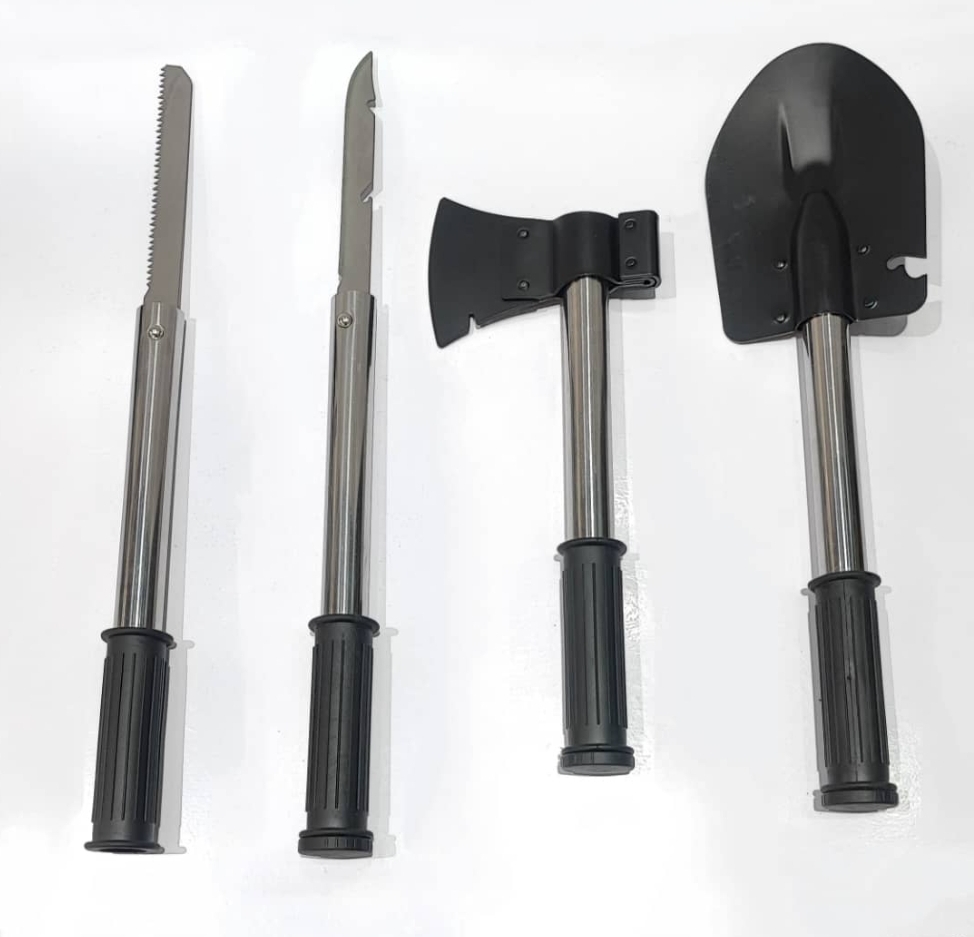 بیلچه چندکاره نظامی و کمپینگ | تبدیلشونده به تبر، اره و چاقو – ابزار همهکاره حرفهای برای طبیعتگردی و آفرود - تصویر 2